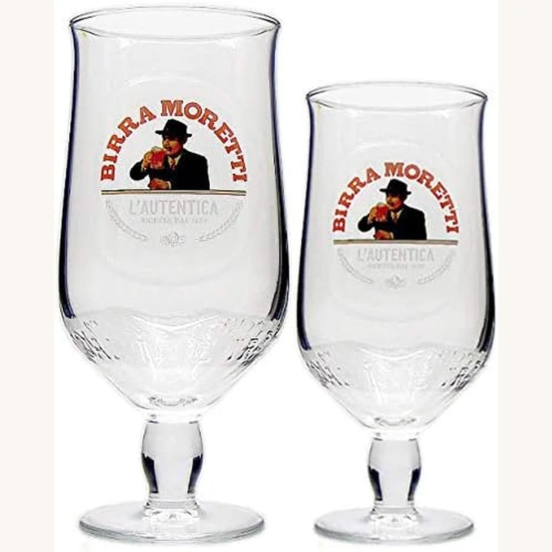 Birra Moretti pint and half pint glass combo set
