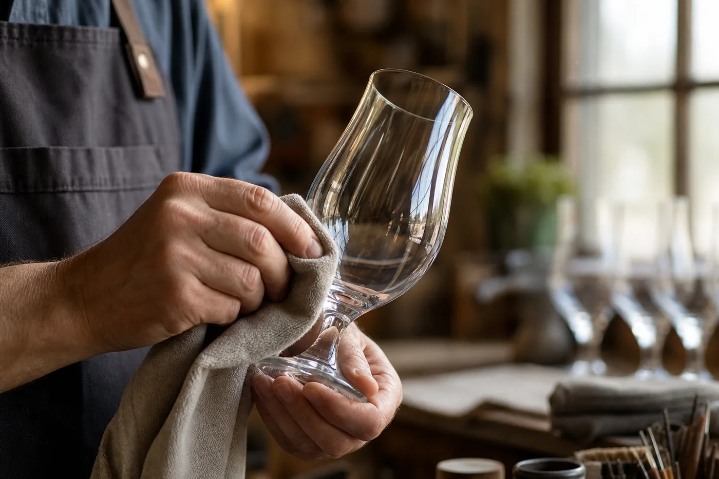 Polishing stem glass warm daylight