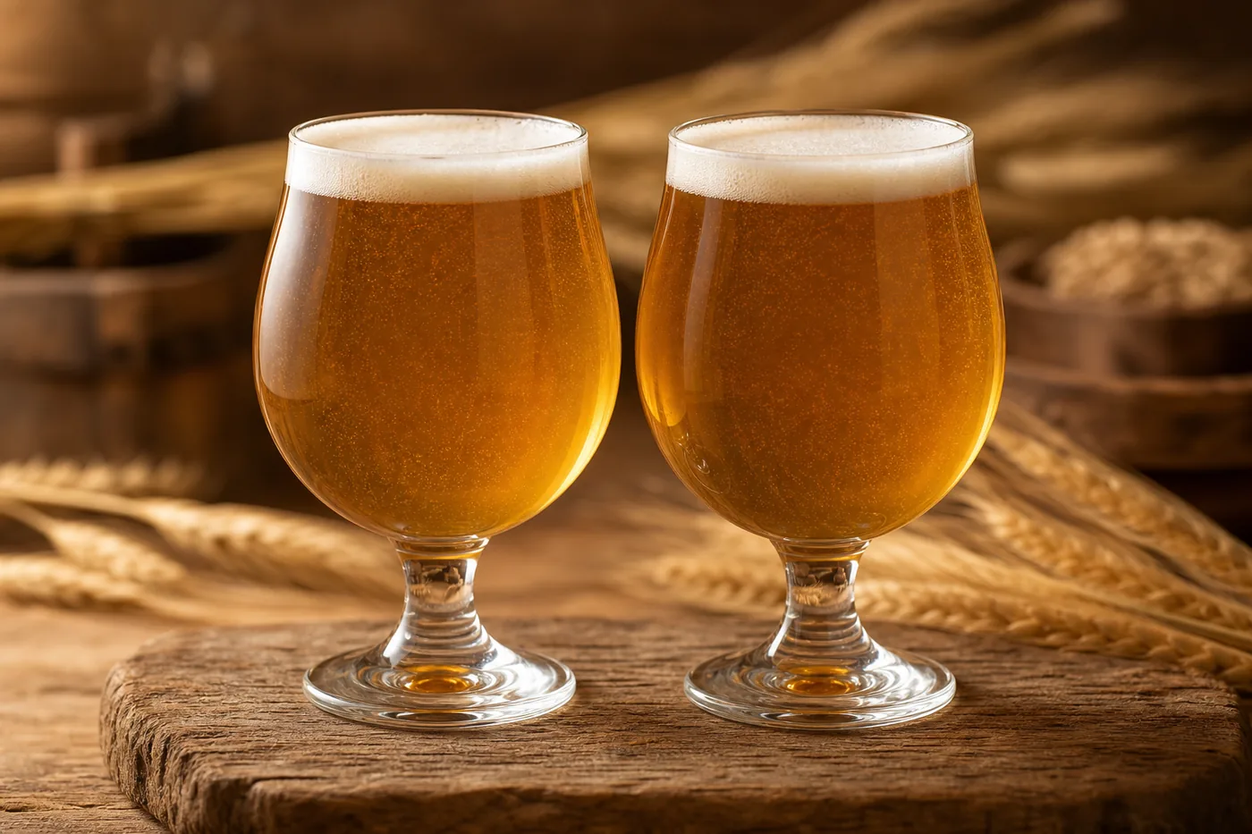 Twin chalices rustic oak tray